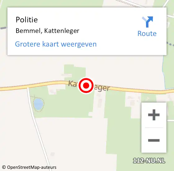 Locatie op kaart van de 112 melding: Politie Bemmel, Kattenleger op 23 mei 2018 20:58