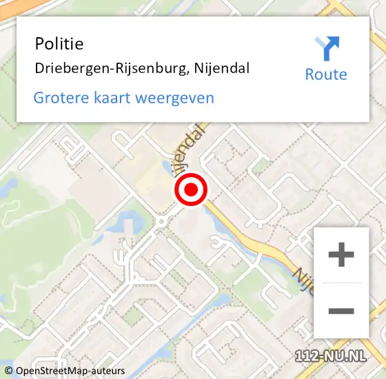 Locatie op kaart van de 112 melding: Politie Driebergen-Rijsenburg, Nijendal op 23 mei 2018 21:01