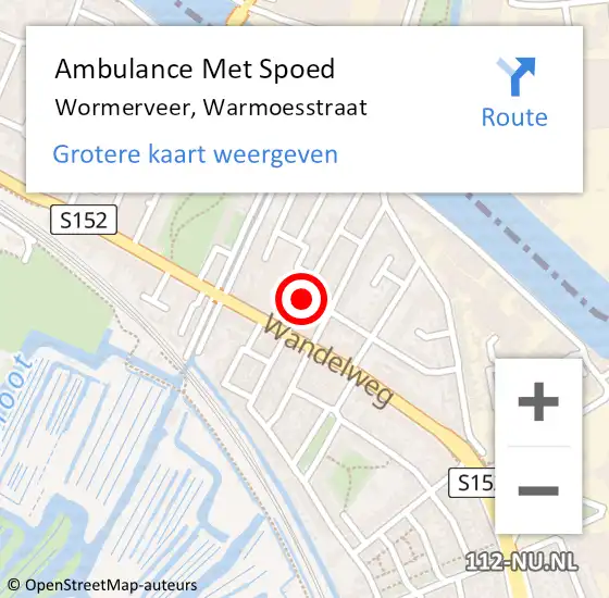 Locatie op kaart van de 112 melding: Ambulance Met Spoed Naar Wormerveer, Warmoesstraat op 23 mei 2018 21:01
