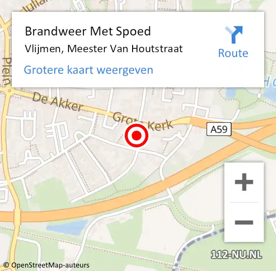Locatie op kaart van de 112 melding: Brandweer Met Spoed Naar Vlijmen, Meester Van Houtstraat op 23 mei 2018 21:22