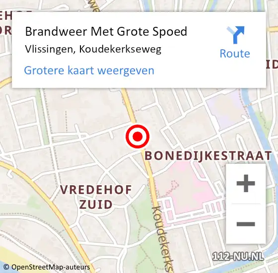 Locatie op kaart van de 112 melding: Brandweer Met Grote Spoed Naar Vlissingen, Koudekerkseweg op 23 mei 2018 21:36