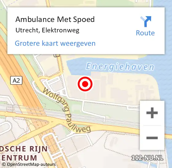 Locatie op kaart van de 112 melding: Ambulance Met Spoed Naar Utrecht, Elektronweg op 23 mei 2018 21:53