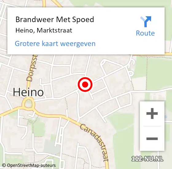 Locatie op kaart van de 112 melding: Brandweer Met Spoed Naar Heino, Marktstraat op 23 mei 2018 22:09