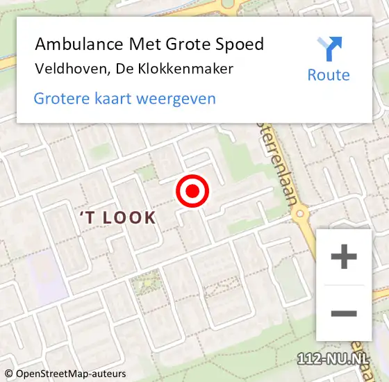 Locatie op kaart van de 112 melding: Ambulance Met Grote Spoed Naar Veldhoven, De Klokkenmaker op 23 mei 2018 22:14