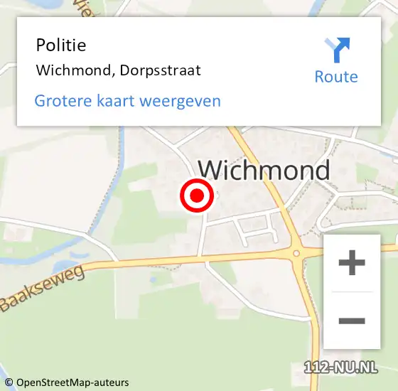 Locatie op kaart van de 112 melding: Politie Wichmond, Dorpsstraat op 24 mei 2018 01:47