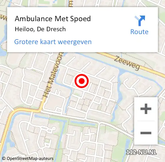 Locatie op kaart van de 112 melding: Ambulance Met Spoed Naar Heiloo, De Dresch op 24 mei 2018 02:18