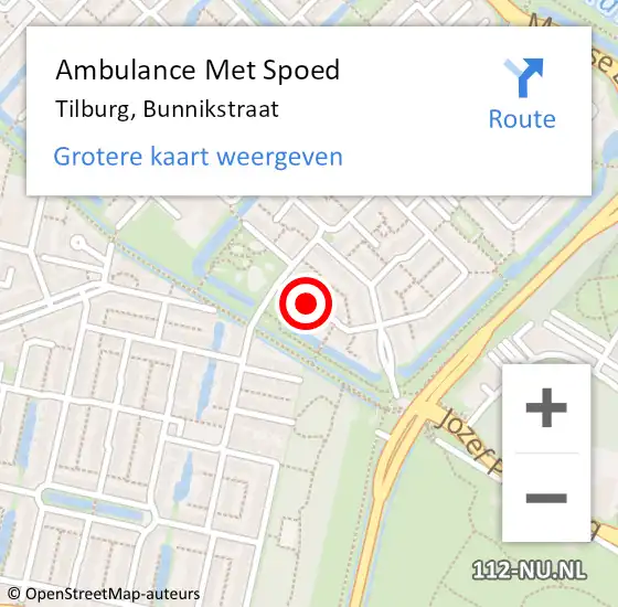 Locatie op kaart van de 112 melding: Ambulance Met Spoed Naar Tilburg, Bunnikstraat op 24 mei 2018 02:23