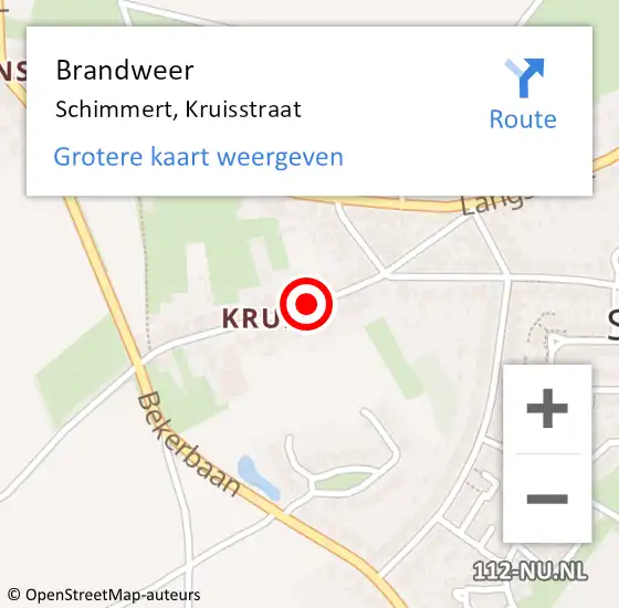 Locatie op kaart van de 112 melding: Brandweer Schimmert, Kruisstraat op 24 mei 2018 03:58