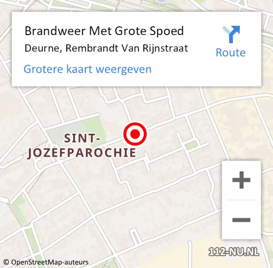 Locatie op kaart van de 112 melding: Brandweer Met Grote Spoed Naar Deurne, Rembrandt Van Rijnstraat op 24 mei 2018 04:00