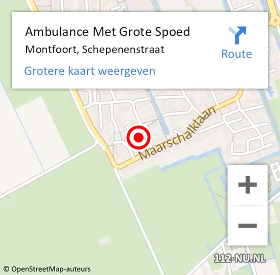 Locatie op kaart van de 112 melding: Ambulance Met Grote Spoed Naar Montfoort, Schepenenstraat op 24 mei 2018 05:58