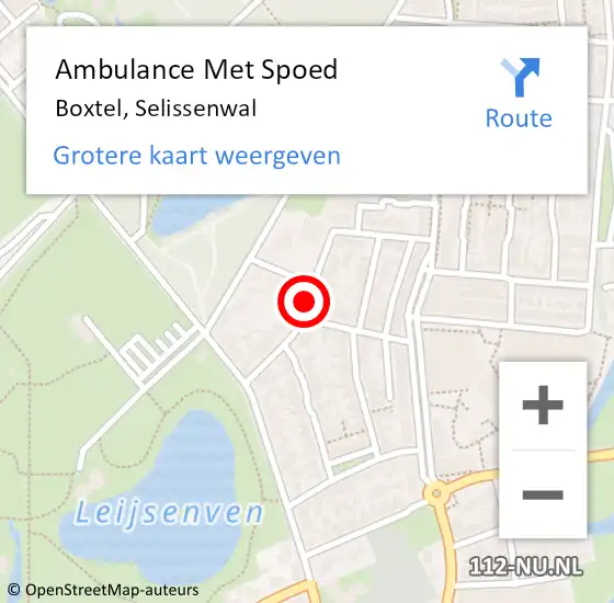 Locatie op kaart van de 112 melding: Ambulance Met Spoed Naar Boxtel, Selissenwal op 24 mei 2018 07:24