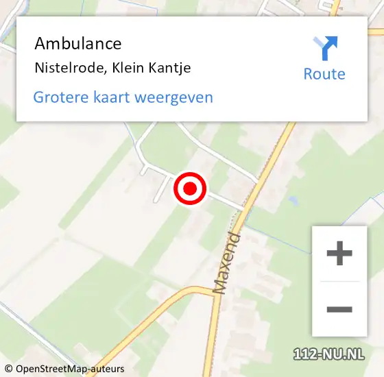 Locatie op kaart van de 112 melding: Ambulance Nistelrode, Klein Kantje op 25 februari 2014 13:49