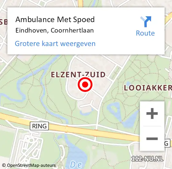 Locatie op kaart van de 112 melding: Ambulance Met Spoed Naar Eindhoven, Coornhertlaan op 24 mei 2018 08:01