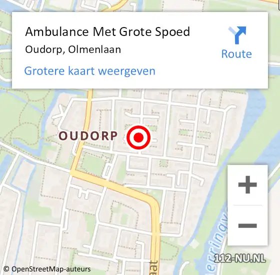 Locatie op kaart van de 112 melding: Ambulance Met Grote Spoed Naar Oudorp, Olmenlaan op 24 mei 2018 08:14