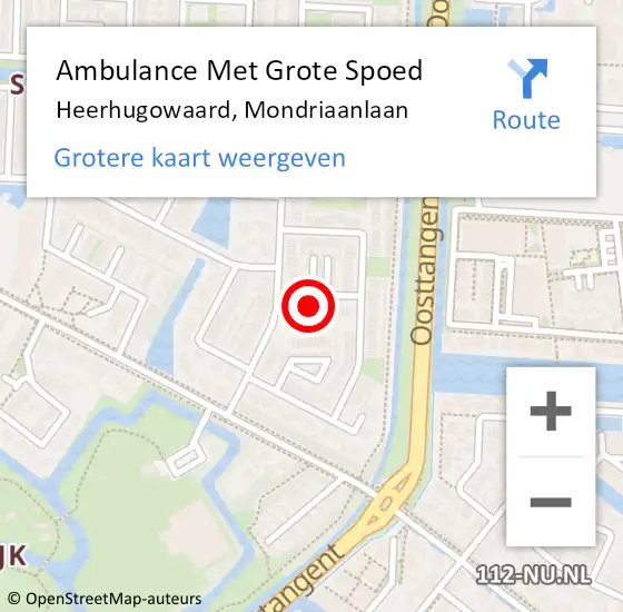 Locatie op kaart van de 112 melding: Ambulance Met Grote Spoed Naar Heerhugowaard, Mondriaanlaan op 24 mei 2018 08:44