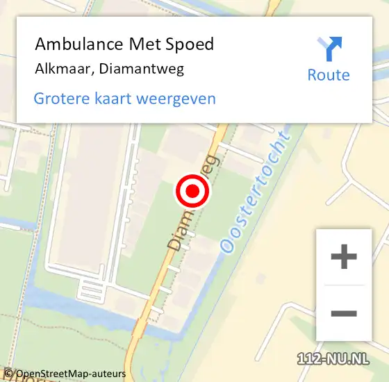 Locatie op kaart van de 112 melding: Ambulance Met Spoed Naar Alkmaar, Diamantweg op 24 mei 2018 09:04