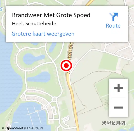 Locatie op kaart van de 112 melding: Brandweer Met Grote Spoed Naar Heel, Schutteheide op 24 mei 2018 09:04