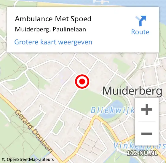 Locatie op kaart van de 112 melding: Ambulance Met Spoed Naar Muiderberg, Paulinelaan op 25 februari 2014 13:59