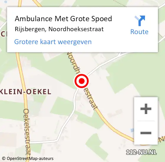 Locatie op kaart van de 112 melding: Ambulance Met Grote Spoed Naar Rijsbergen, Noordhoeksestraat op 24 mei 2018 09:49