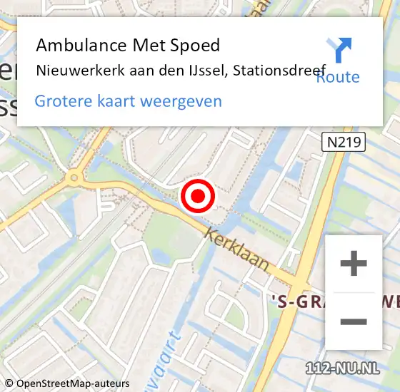 Locatie op kaart van de 112 melding: Ambulance Met Spoed Naar Nieuwerkerk aan den IJssel, Stationsdreef op 24 mei 2018 10:05