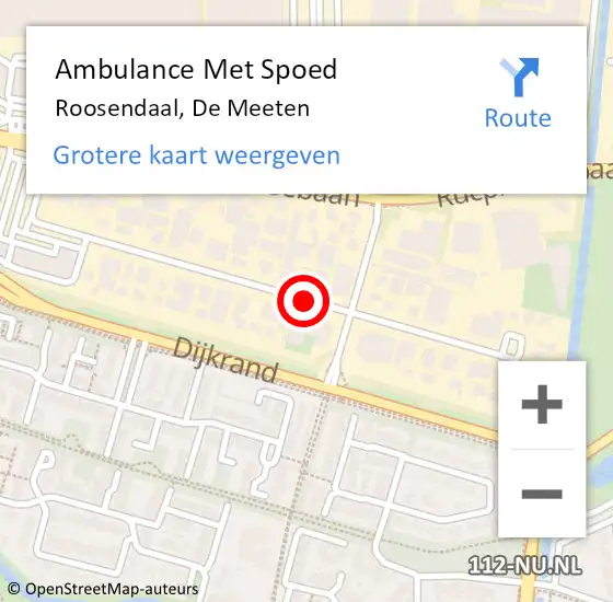 Locatie op kaart van de 112 melding: Ambulance Met Spoed Naar Roosendaal, De Meeten op 24 mei 2018 11:04