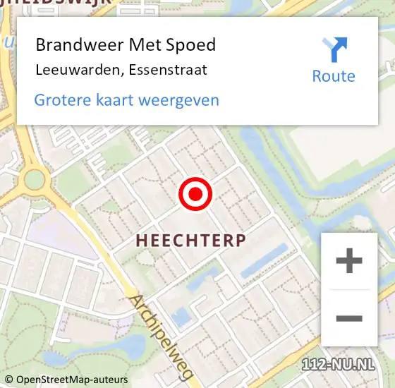 Locatie op kaart van de 112 melding: Brandweer Met Spoed Naar Leeuwarden, Essenstraat op 24 mei 2018 11:04