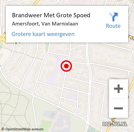 Locatie op kaart van de 112 melding: Brandweer Met Grote Spoed Naar Amersfoort, Van Marnixlaan op 24 mei 2018 11:14