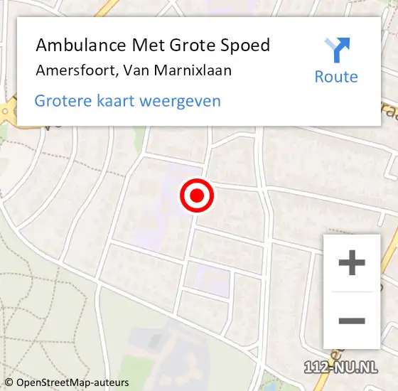 Locatie op kaart van de 112 melding: Ambulance Met Grote Spoed Naar Amersfoort, Van Marnixlaan op 24 mei 2018 11:16