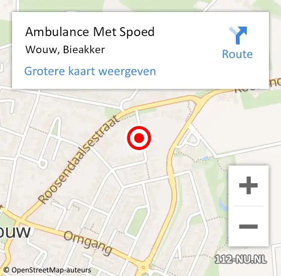 Locatie op kaart van de 112 melding: Ambulance Met Spoed Naar Wouw, Bieakker op 24 mei 2018 11:28