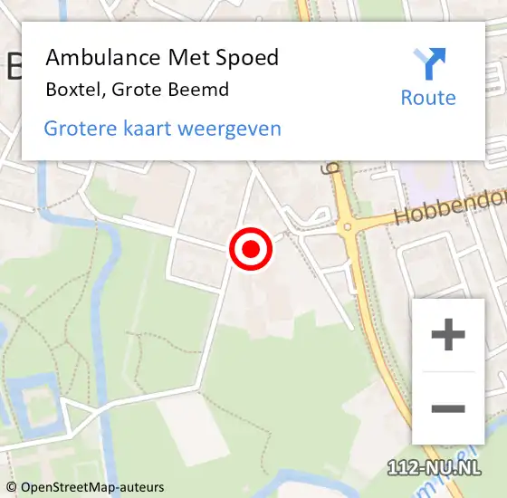 Locatie op kaart van de 112 melding: Ambulance Met Spoed Naar Boxtel, Grote Beemd op 24 mei 2018 12:02