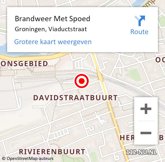 Locatie op kaart van de 112 melding: Brandweer Met Spoed Naar Groningen, Viaductstraat op 24 mei 2018 12:36