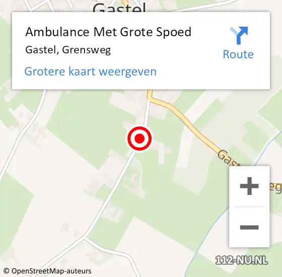 Locatie op kaart van de 112 melding: Ambulance Met Grote Spoed Naar Gastel, Grensweg op 24 mei 2018 13:06
