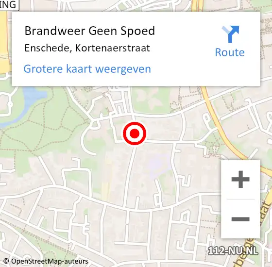 Locatie op kaart van de 112 melding: Brandweer Geen Spoed Naar Enschede, Kortenaerstraat op 24 mei 2018 13:36