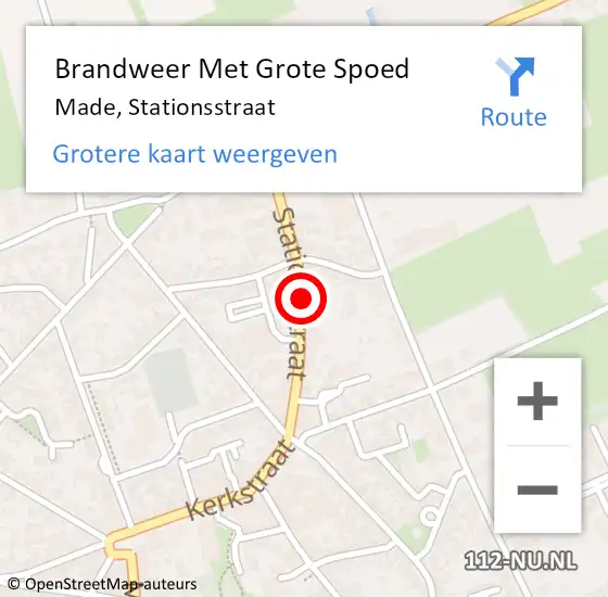 Locatie op kaart van de 112 melding: Brandweer Met Grote Spoed Naar Made, Stationsstraat op 24 mei 2018 13:55