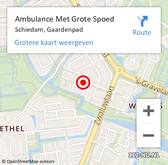 Locatie op kaart van de 112 melding: Ambulance Met Grote Spoed Naar Schiedam, Gaardenpad op 24 mei 2018 13:59
