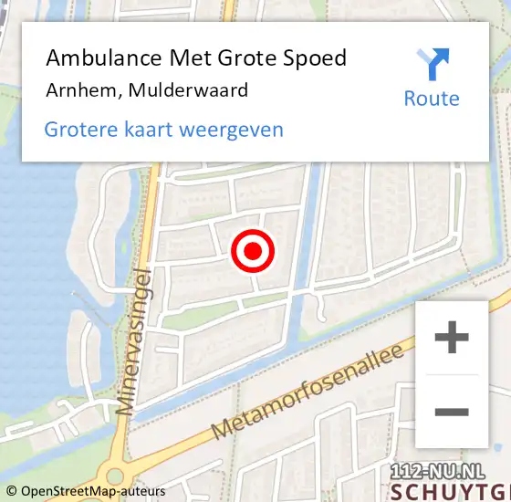 Locatie op kaart van de 112 melding: Ambulance Met Grote Spoed Naar Arnhem, Mulderwaard op 24 mei 2018 14:13