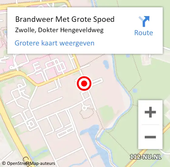 Locatie op kaart van de 112 melding: Brandweer Met Grote Spoed Naar Zwolle, Dokter Hengeveldweg op 24 mei 2018 14:19