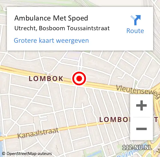 Locatie op kaart van de 112 melding: Ambulance Met Spoed Naar Utrecht, Bosboom Toussaintstraat op 24 mei 2018 14:22