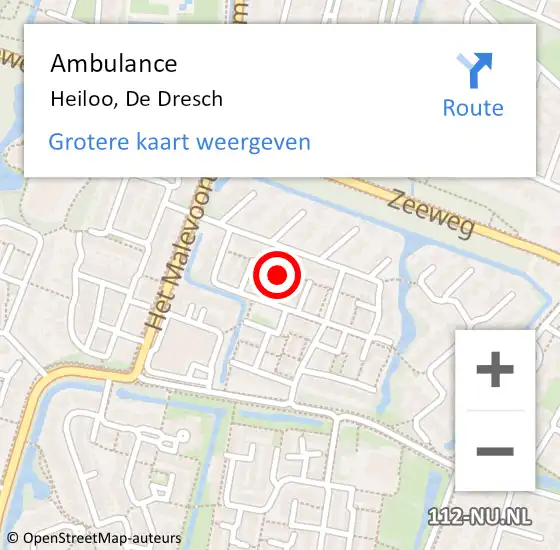 Locatie op kaart van de 112 melding: Ambulance Heiloo, De Dresch op 24 mei 2018 14:22