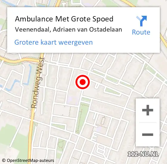 Locatie op kaart van de 112 melding: Ambulance Met Grote Spoed Naar Veenendaal, Adriaen van Ostadelaan op 24 mei 2018 14:43