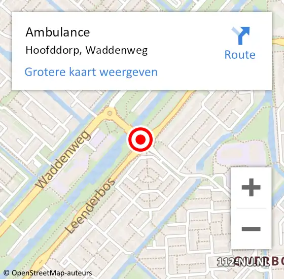 Locatie op kaart van de 112 melding: Ambulance Hoofddorp, Waddenweg op 24 mei 2018 15:34
