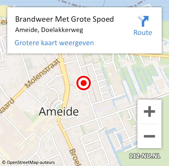 Locatie op kaart van de 112 melding: Brandweer Met Grote Spoed Naar Ameide, Doelakkerweg op 24 mei 2018 15:54