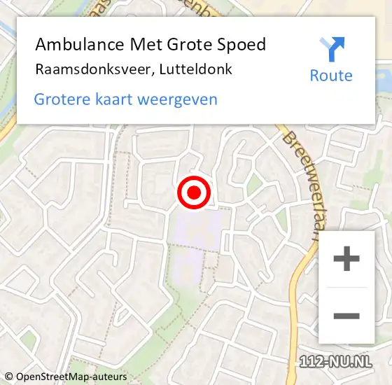 Locatie op kaart van de 112 melding: Ambulance Met Grote Spoed Naar Raamsdonksveer, Lutteldonk op 24 mei 2018 16:00