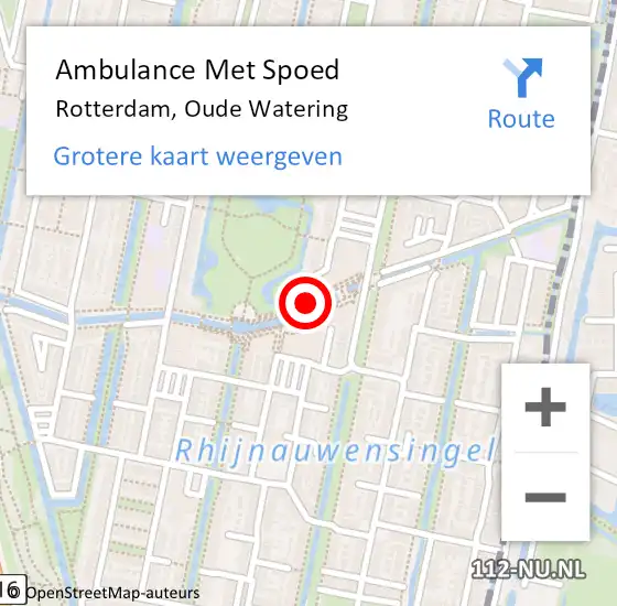 Locatie op kaart van de 112 melding: Ambulance Met Spoed Naar Rotterdam, Oude Watering op 24 mei 2018 16:19