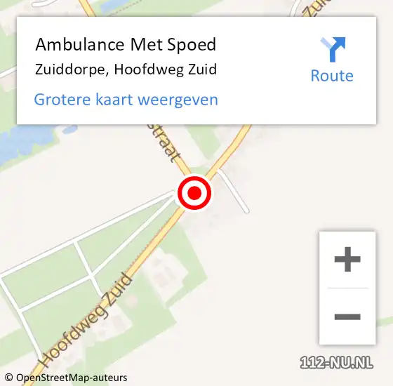 Locatie op kaart van de 112 melding: Ambulance Met Spoed Naar Zuiddorpe, Hoofdweg Zuid op 24 mei 2018 16:21