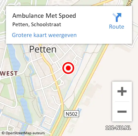 Locatie op kaart van de 112 melding: Ambulance Met Spoed Naar Petten, Schoolstraat op 24 mei 2018 16:24