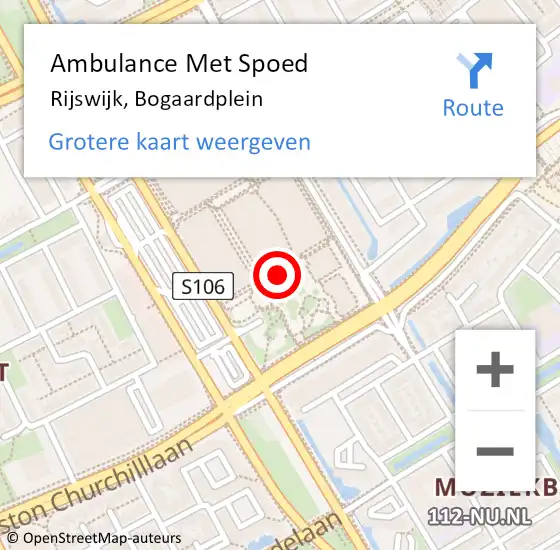 Locatie op kaart van de 112 melding: Ambulance Met Spoed Naar Rijswijk, Bogaardplein op 24 mei 2018 16:41