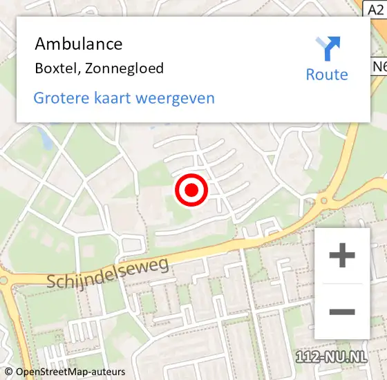 Locatie op kaart van de 112 melding: Ambulance Boxtel, Zonnegloed op 25 februari 2014 14:38