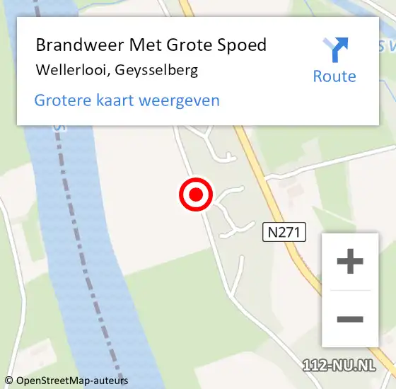 Locatie op kaart van de 112 melding: Brandweer Met Grote Spoed Naar Wellerlooi, Geysselberg op 24 mei 2018 17:06