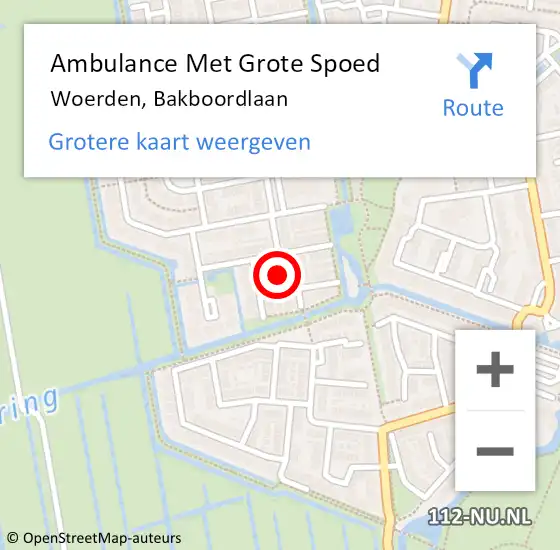 Locatie op kaart van de 112 melding: Ambulance Met Grote Spoed Naar Woerden, Bakboordlaan op 24 mei 2018 18:30